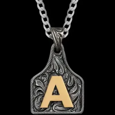 Medium Initial Cow Tag Necklace 